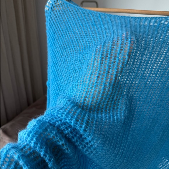 Free People Cashmere Loose Knit Pullover Blue Oversized Sheer – S - Picture 4 of 10